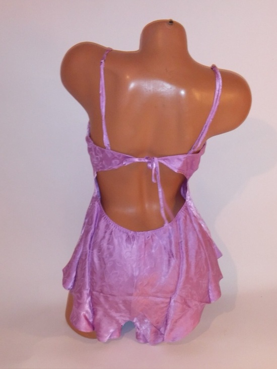 Victoria's Secret Other - Victoria Secret Lilac Satin Open-Back Babydoll Slip Romper